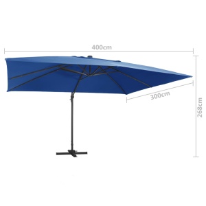 Umbrelă suspendată cu LED și stâlp aluminiu azuriu 400x300 cm - Img 9