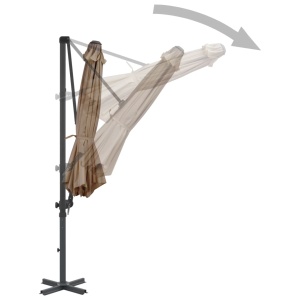 Umbrelă suspendată cu stâlp din aluminiu, gri taupe, 300 cm - Img 8