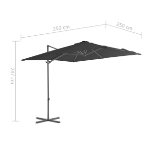 Umbrelă suspendată cu stâlp din oțel, antracit, 250x250 cm - Img 9