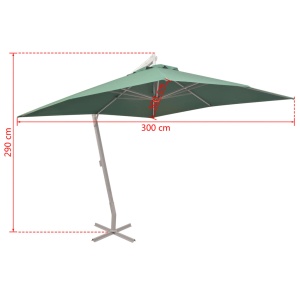 Umbrelă suspendată, stâlp de aluminiu, 300x300 cm, verde - Img 7