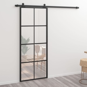 Ușă glisantă aluminiu și sticlă ESG 76x205 cm negru