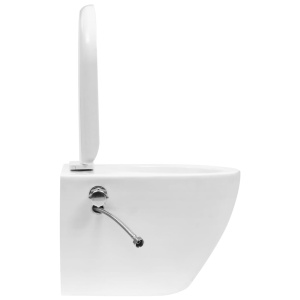 Vas de toaletă suspendat cu rezervor incastrat, alb, ceramică - Img 5