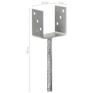 Ancore de gard, 6 buc., argintiu, 10x6x30 cm, oțel galvanizat - Img 6