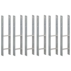 Ancore de gard, 6 buc., argintiu, 12x6x60 cm, oțel galvanizat