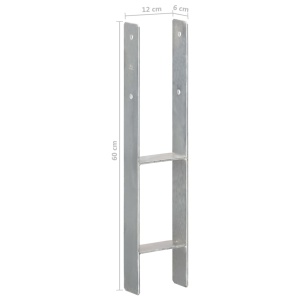 Ancore de gard, 6 buc., argintiu, 12x6x60 cm, oțel galvanizat - Img 6