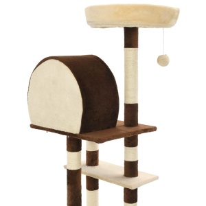 Ansamblu de joacă pisici, stâlpi din sisal, bej și maro, 127 cm - Img 6