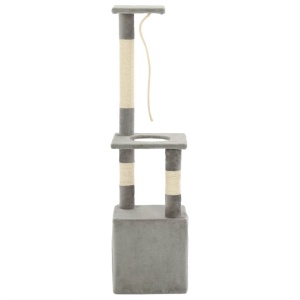 Ansamblu pentru pisici cu stâlpi din funie de sisal, 109 cm gri - Img 4