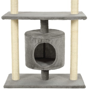 Ansamblu pentru pisici cu stâlpi din funie de sisal, 95 cm Gri - Img 6