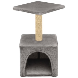 Ansamblu pentru pisici, stâlp cu funie de sisal, 55 cm, gri - Img 3