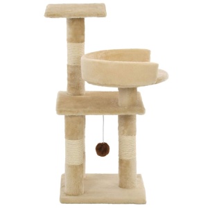 Ansamblu pentru pisici, stâlpi cu funie de sisal, 65 cm, bej - Img 3