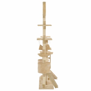 Ansamblu pentru pisici stâlpi din funie de sisal 230-250 cm bej - Img 3