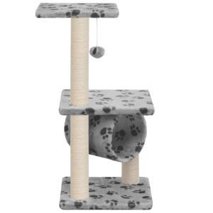 Ansamblu pisici cu stâlpi funie sisal 65 cm imprimeu lăbuțe gri - Img 3