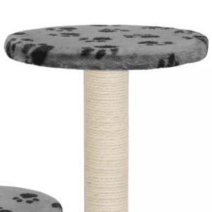 Ansamblu pisici turnuri de sisal gri 60 cm imprimeu cu lăbuțe - Img 5