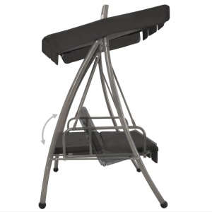 Balansoar extensibil cu copertină antracit 198x120x205 cm oțel - Img 3