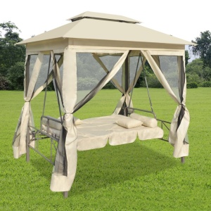 Balansoar extensibil cu pavilion, alb crem