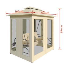 Balansoar extensibil cu pavilion, alb crem - Img 7