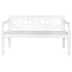 Bancă Batavia, alb, 136 cm, lemn masiv mahon - Img 2