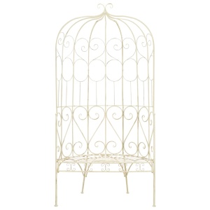 Bancă de grădină, alb vintage, 95 cm, fier - Img 2