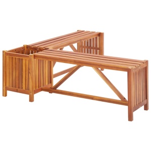 Bancă de grădină de colț cu jardinieră, 117x117x40 cm, acacia - Img 3
