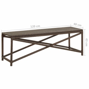 Bancă de grădină, maro, 120 cm, poliratan - Img 5