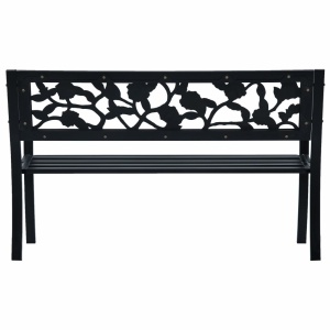Bancă de grădină, negru, 125 cm, oțel - Img 4
