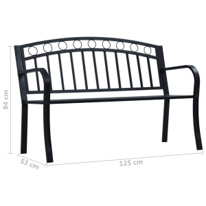 Bancă de grădină, negru, 125 cm, oțel - Img 7