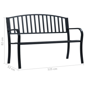 Bancă de grădină, negru, 125 cm, oțel - Img 6