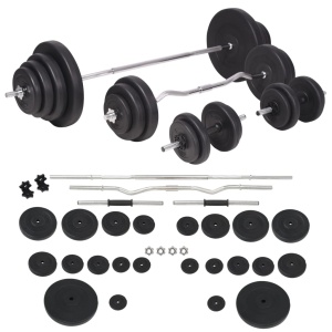 Bancă de greutăți cu raft și set de haltere și gantere, 120 kg - Img 6