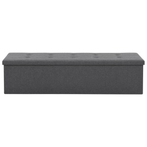 Bancă depozitare pliabilă, aspect pânză 150x38x38cm, gri inchis - Img 4