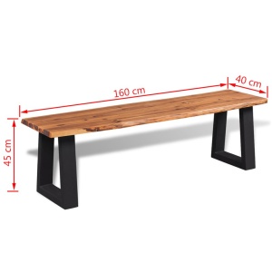 Bancă din lemn masiv de acacia, 160 cm - Img 5