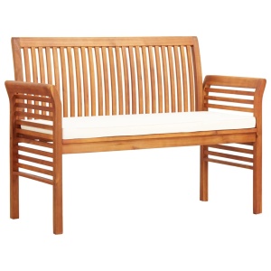 Bancă grădină cu 2 locuri &amp; pernă, 120 cm, lemn masiv acacia