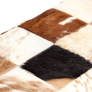 Bancă, maro, 110 cm, piele naturală de capră, model petice - Img 4