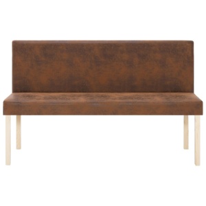 Bancă, maro, 139,5 cm, piele intoarsă ecologică - Img 4