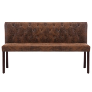 Bancă, maro, 148,5 cm, velur ecologic - Img 3