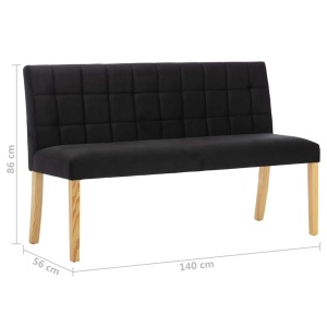 Bancă, negru, 140 cm, material textil - Img 6