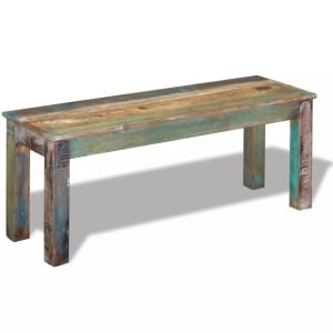 Bancă solidă din lemn reciclat 110 x 35 x 45 cm - Img 2