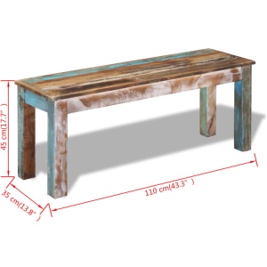 Bancă solidă din lemn reciclat 110 x 35 x 45 cm - Img 7