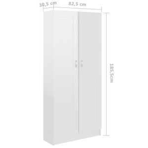 Bibliotecă, alb extralucios, 82,5 x 30,5 x 185,5 cm, PAL - Img 7