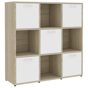Bibliotecă, alb și stejar Sonoma, 90 x 30 x 90 cm, PAL - Img 2