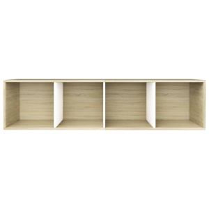 Bibliotecă/Comodă TV, alb și stejar sonoma, 36x30x143 cm, PAL - Img 12