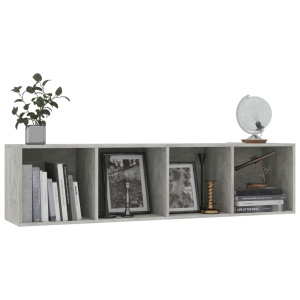 Bibliotecă/Comodă TV, gri beton, 143 x 30 x 36 cm - Img 8