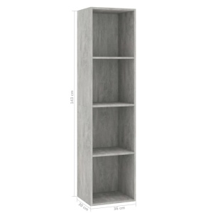 Bibliotecă/Comodă TV, gri beton, 36 x 30 x 143 cm, PAL - Img 10