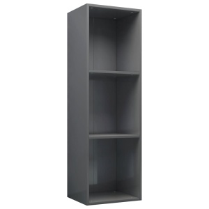 Bibliotecă/Comodă TV, gri lucios, 36 x 30 x 114 cm, PAL - Img 2