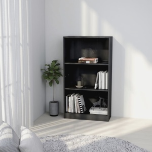Bibliotecă cu 3 rafturi, gri extralucios, 60 x 24 x 108 cm, PAL