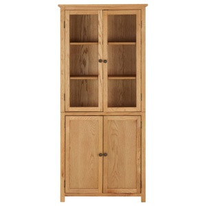 Bibliotecă cu 4 uși, 90x35x200 cm, lemn masiv stejar &amp; sticlă - Img 2
