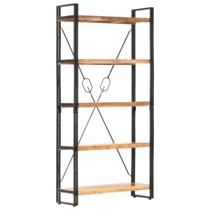 Bibliotecă cu 5 rafturi, 90 x 30 x 180 cm, lemn masiv de acacia - Img 11