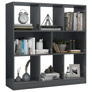 Bibliotecă, gri lucios, 97,5 x 29,5 x 100 cm, PAL - Img 3