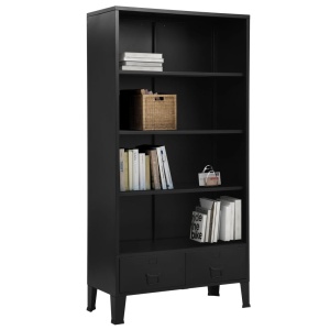 Bibliotecă, negru, 90 x 40 x 180 cm, oțel, industrial - Img 2