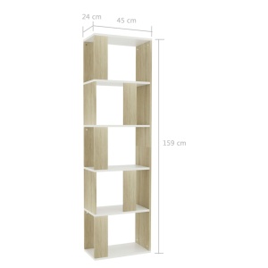 Bibliotecă/Separator cameră alb&stejar Sonoma 45x24x159cm PAL - Img 6