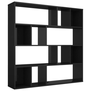 Bibliotecă/Separator cameră negru extralucios 110x24x110 cm PAL - Img 2